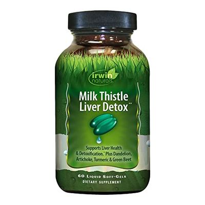 Irwin Naturals Milk Thistle Liver Detox - 60 Liquid Soft-Gels, Supports Liver Health with Dandelion, Artichoke, Turmeric &amp; Green Beet Root - 30 Total Servings