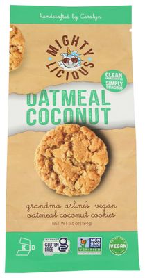 Mightylicious Oatmeal Coconut Cookies, Vegan Friendly, Kosher, Gluten Free &amp; Non-GMO, 6.5 Ounce Pack of 6