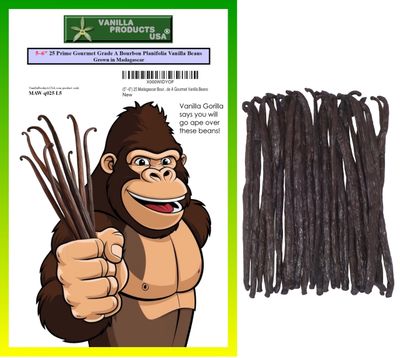 25 Whole Grade A Prime Gourmet Bourbon Madagascar Vanilla Beans 56 by Vanilla Products USA