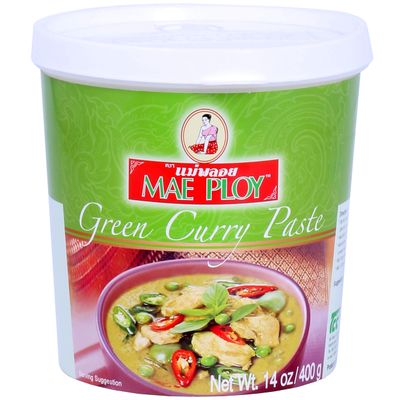 Mae Ploy Green Curry Paste, Authentic Thai Green Curry Paste for Thai Curries &amp; Other Dishes, Aromatic Blend of Herbs, Spices &amp; Shrimp Paste, 14oz Tub 25469