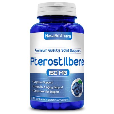 Extra Strength Pterostilbene Supplement Vegan Friendly 150mg Pterostilbene Capsules Antioxidant Supplement for Aging Heart Immune and Brain Support Made in The USA 180 Day Supply