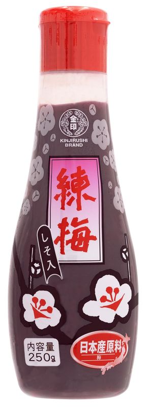 Japanese Umeboshi Plum Paste with Shiso 8.8 oz250g - Pickled Plum, Gluten Free, Vegan, Plum Sauce Asian, Japanese Food, Onigiri, Sushi, Yakitori, Sashimi, Umeboshi Paste - Kinjirushi Wasabi