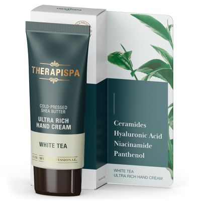 THERAPISPA Ultra Rich Hand Cream - Intensive Hydration &amp; Repair for Dry, Chapped Hands Enriched with Shea Butter, Ceramides, Niacinamide B3 &amp; Panthenol B5 White Tea, 2.0 oz, Pack of 1