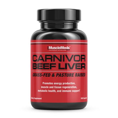 MuscleMeds Carnivor Beef Liver Capsules, Energy Production, Muscle Recovery, Immunity, Non-GMO, Liver Health Supplement, Grass Fed 180 Capsules