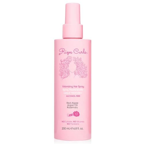 Rizos Curls Volumizing Curl Hair Spray Flexible Hold, Volume &amp; Frizz Control with Aloe Vera Adds Shine &amp; Bounce for All Hair Types Wavy, Curly, Coily, Kinky Sulfate, Paraben &amp; Alcohol-Free
