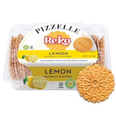 Reko Pizzelle Authentic Italian Style Waffle Cookie, Lemon, 7 Ounce Pack of 1