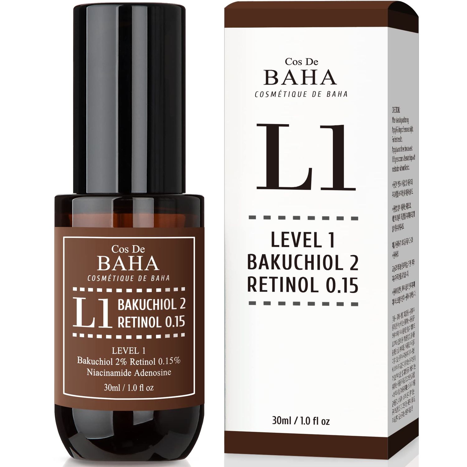 Retinol 0.15 Bakuchiol 2 Serum - Plant-Based Retinol Alternative - Facial Serum for Smooth Skin Texture - Suitable for All Skin Types, 1 Fl Oz 30ml