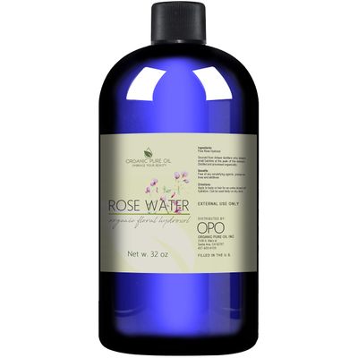32 oz Rose Hydrosol Water - 100 Pure Rosewater Spray Mist Bulk - Hydrating Face Toner Rose Water for Skin and Hair Linen Spray for Sheets Room Freshener Body Spray Refill by Organic Pure Oil