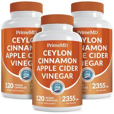 5-in-1 Ceylon Cinnamon Capsules 2355mg - Ceylon Cinnamon and Apple Cider Vinegar Capsules - Turmeric and Panax Ginseng Capsules - Cinnamon Supplements with Bioperine 120ct, Pack of 3