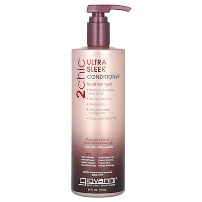 Giovanni 2chic Ultra-Sleek Conditioner for All Hair Types Brazilian Keratin Argan Oil 24 fl oz 710 ml