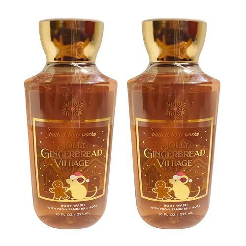 Bath &amp; Body Works Shea Vitamin E Shower Gel, Set of 2, 10oz Each Jolly Gingerbread Village