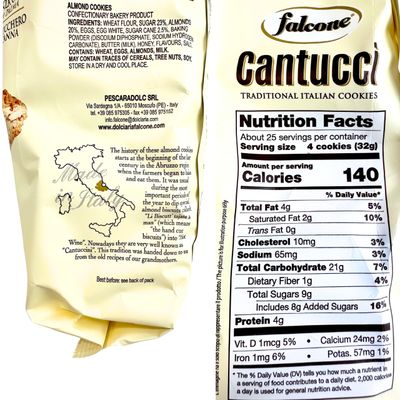 Falcone Cantucci DAbruzzo Almond Biscotti 28.2 oz. 800g Cantuccini alle Mandorle from Italy - Italian Cookies - Family Size Biscottini Bag - Crunchy, Traditional Italian Pastry - Italian Delicacies
