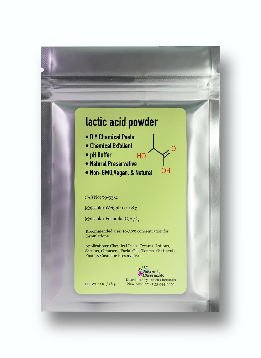 Lactic Acid Powder Lactic Acid Cosmetics Grade DIY Lactic Acid Peel for Skin Moisturizing by Talsen Chemicals 1 Ounce Pack of 1
