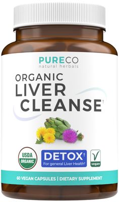Organic Liver Cleanse Detox &amp; Repair Vegan, Non-GMO Milk Thistle Extract 80 Silymarin, Dandelion Root, Artichoke Leaf, Yellow Dock - Liver Health Support Supplement - 60 Capsules No Pills