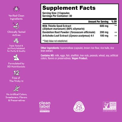 HUM Wing Man - Liver Detox and Liver Support Supplement with Milk Thistle, Dandelion Root Powder &amp; Artichoke Leaf Extract - Helps Flush Liver of Toxins 60-Count
