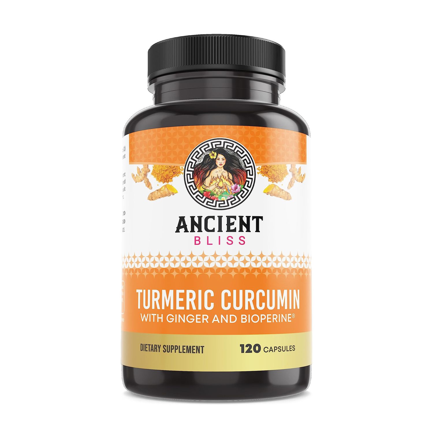 Turmeric Curcumin with Ginger &amp; Bioperine, Turmeric Curcumin with Black Pepper &amp; Raw Ginger Root Powder Capsule Supplement by Ancient Bliss 120 Capsules