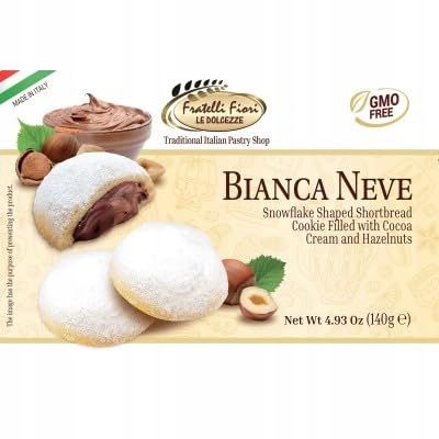 Fratelli Fiori Biancaneve Snow White Soft Cookies - Luxurious Italian Dessert with Rich Hazelnut Filling - Buttery Shortcrust Pastry Ideal for Festive Occasions &amp; Gifts 140g4.94oz