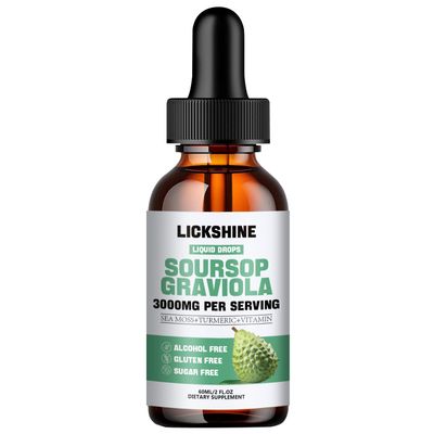 1 Packs 3000MG Soursop Graviola Liquid Drop for cell Support &amp;Regeneration, lmmune, Gut, Antioxidant, Mood, Relax, Liver and Sleep Zzz - Soursop Graviola Leaf Extract, Sea Moss, Turmeric - 2Fl Oz
