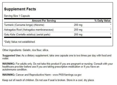 Swanson Full Spectrum Turmeric Astragalus &amp; Gotu Kola Complex 60 Capsules
