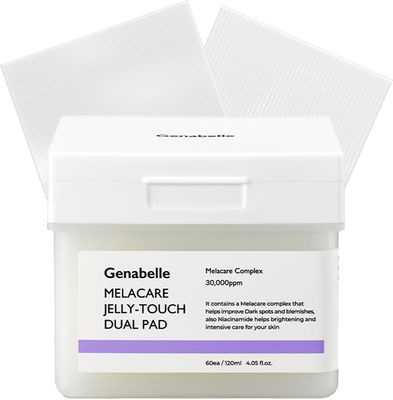 Genabelle Melacare Jelly Touch Dual Pad - Brightening &amp; Hydrating Toner Pads with Niacinamide &amp; Tranexamic Acid - Targets Dark Spots and Hyperpigmentation - 4.05 fl oz