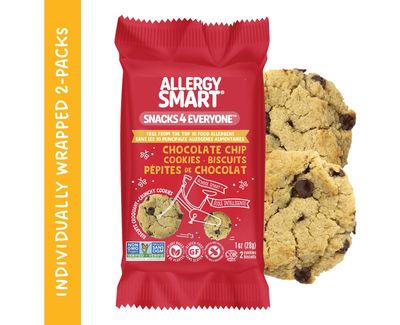 Allergy Smart Crunchy CHOCOLATE CHIP Cookies Gluten Free, Nut Free, Egg Free, Soy Free, Dairy Free, Non GMO, Kosher Delicious Plant Based School Snack for Kids & On the Go 10 INDIVIDUALLY WRAPPED 1...