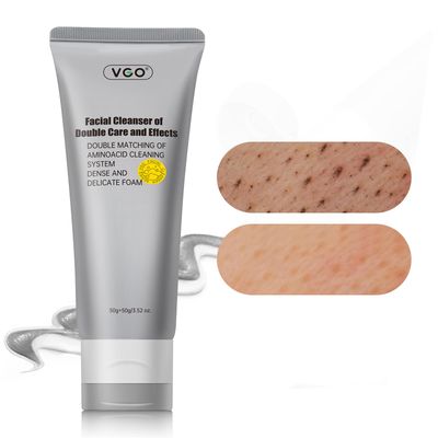 VGO Facial Cleanser, Daily Face Wash for Deep Pore Cleanser and Makeup Remover for Sensitive Oily Skin, Double Tube Design with Hyaluronic Acid, 3.52 Oz