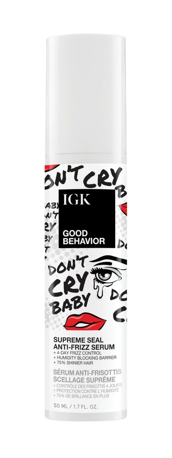 IGK Good Behavior Anti-Frizz Smoothing Serum - Boosts Shine, Seals Out Humidity, UV &amp; Heat Protection, For Dry Frizz-Prone Hair, 1.3 oz