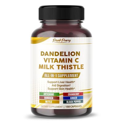 PEAKPURY Ultra Dandelion with Milk Thistle &amp; Vitamin C Artichoke - All-in-1 Supplement for Liver Health, Digestion &amp; Skin Support - Made in The USA - 150 Capsules
