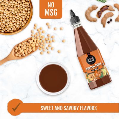 Best Of Thailand Authentic Pad Thai Sauce - Rich Tamarind Flavor, Tangy, Sweet, Savory Ideal for Noodles, Stir-Fries NO MSG Kosher, Fat-Free 2-Pack 23.65 Fl Oz