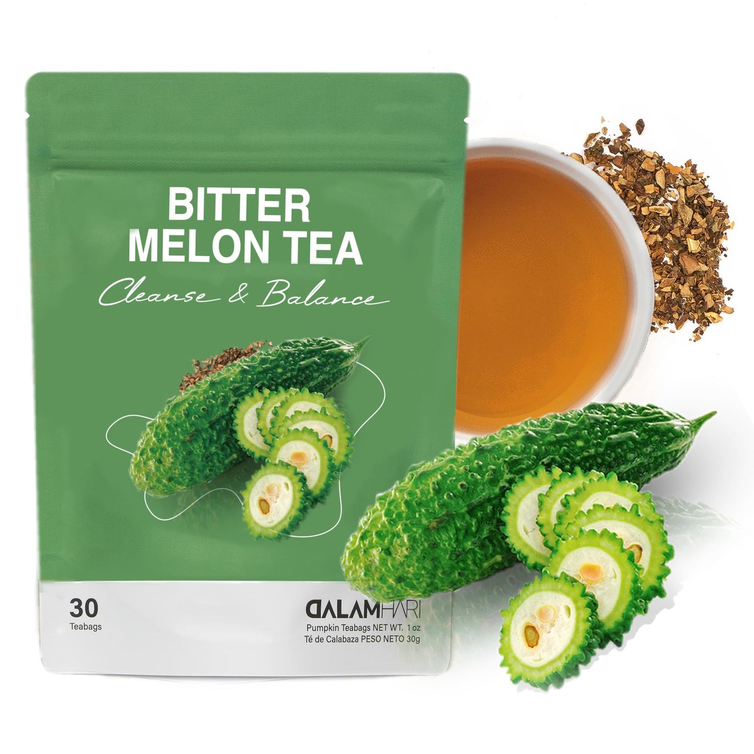 DALAMHARI Bitter Melon Tea Bags 30T Bitter Melon Extract Colon Broom Inulin Powder Jerusalem Artichokes Smooth Move Tea Te Divina Pinalim Chupa Panza Tea Decaf Tea Bags Super Colon Cleanse Korean H...
