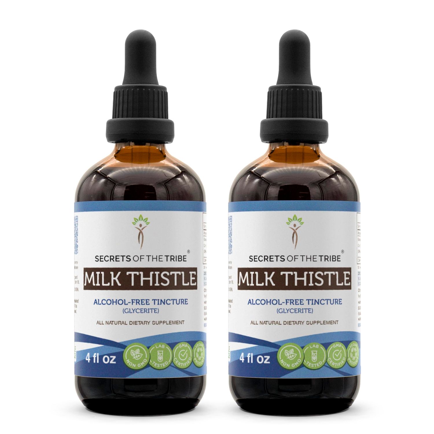 Secrets of the Tribe Milk Thistle Tincture Alcohol-Free Extract, High-Potency Herbal Drops, Tincture Made from Milk Thistle Silybum marianum Liver Health 2x4 oz