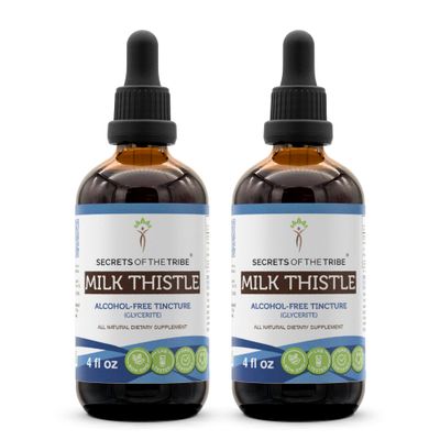 Secrets of the Tribe Milk Thistle Tincture Alcohol-Free Extract, High-Potency Herbal Drops, Tincture Made from Milk Thistle Silybum marianum Liver Health 2x4 oz