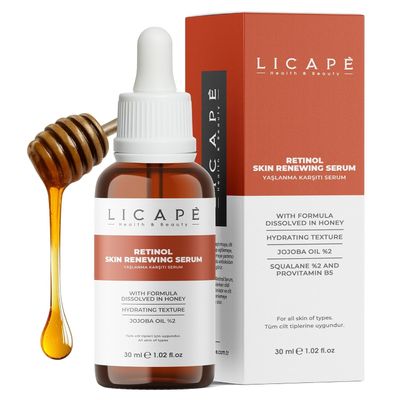 LICAPE Anti-Ageing Face Serum with Retinol, 30 ml, Skin Firming &amp; Radiant Complexion, Moisturising &amp; Brightening, Reduces Wrinkles, Pigment Spots &amp; Large Pores, Face Care