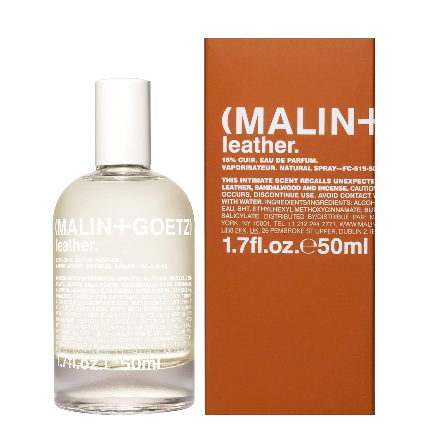 Malin Goetz Leather Eau de Parfum, 1.7 Fl. Oz. - Men &amp; Women&#39;s Perfume, Modern Fragrance, Rustic Wood Scented Perfume, Vintage Leather Scent, Vegan &amp; Cruelty Free