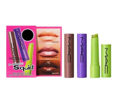 MAC Cosmetics M.A.C Squirt Twist and Pout Lip Trio - Like Squirt - Violet Beta - Simulation - Full Size