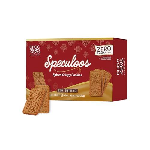 ChocZero Speculoos Cookies, Gluten Free, No Added Sugar, Spiced Windmill Keto Cookie, 30 Cookies Per Box, 9 Ounce Pack of 1