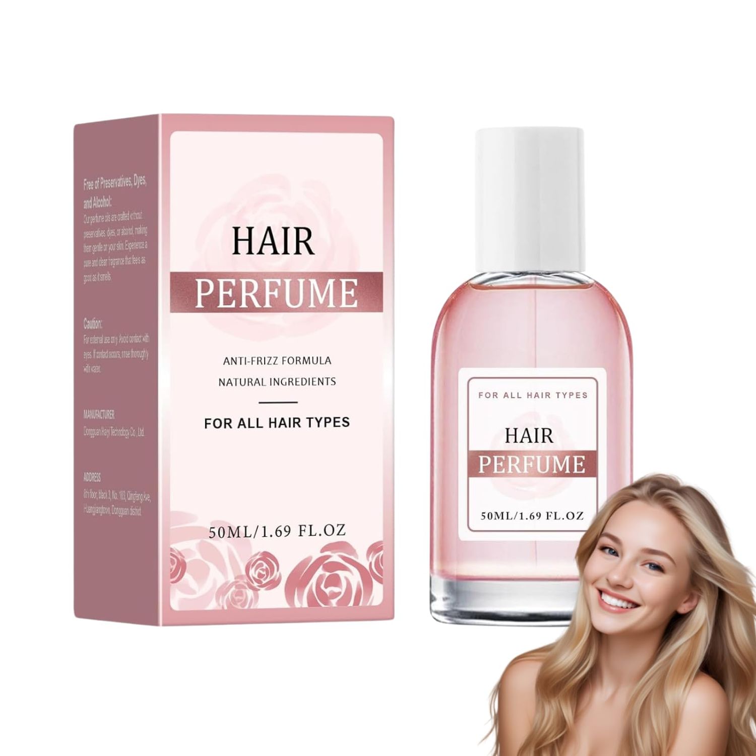 Hair Perfume Mist - 50ml Floral Rose Fragrance for All Hair Types - Anti-Frizz, Moisturizing &amp; Nourishing - Long-Lasting Scent for Soft, Shiny Hair Wild Rose