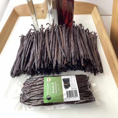 50 Tahitian Vanilla Beans Grade B for extract, Cooking and Baking by FITNCLEAN VANILLA Fresh 5-6 NON-GMO Whole Natural Raw Pods
