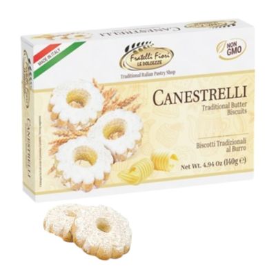 Fratelli Fiori Canestrelli Gourmet Cookies - Authentic Italian Shortcrust Pastry Biscuits Dusting with Icing Sugar - Delicious Sweet Butter Cookies Ideal for Tea Time, Coffee Breaks &amp; Gifting 140g