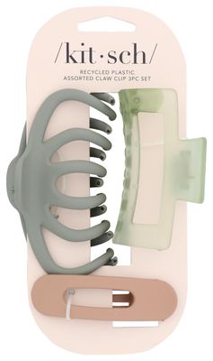Kitsch Large Assorted Hair Clips for Women, Medium Open Shape Hair Claw Clips for Thick Hair, Flat Lay Hair Clip &amp; Big Octopus Claw Clip for Teen Girls, 3 pcs