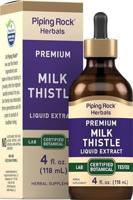 Piping Rock Milk Thistle Extract Liquid Drops 4 Fl Oz Herb Tincture Supplement Alcohol Free Vegetarian Non GMO, Gluten Free
