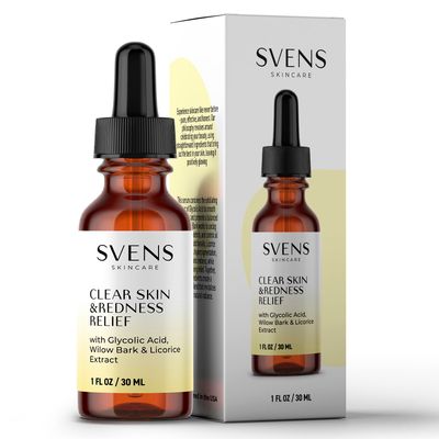Svens Skincare Radiant Clear Skin Redness Relief Serum - Glycolic Acid, Willow Bark &amp; Licorice Extract, 1 fl oz