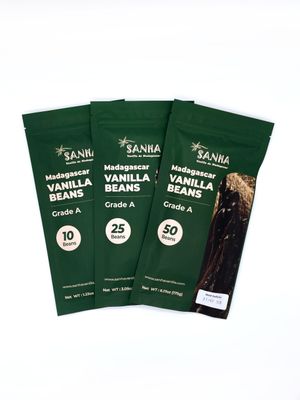 SANHA Madagascar Vanilla Beans 25 Count, Grade A, Hand-Selected - Organic Vanilla Bean For Extract, Baking &amp; Cooking - 6-7 Inches, Vacuum-Sealed Premium Freshness