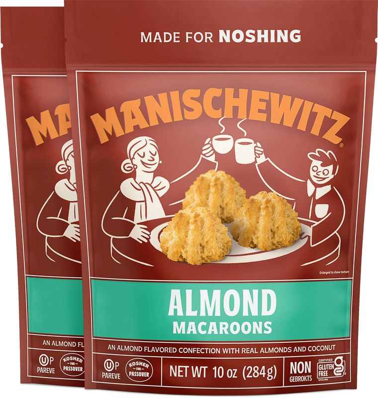 Manischewitz Almond Macaroons, 10 oz 2 Pack Coconut Macaroons Resealable Bag Dairy Free Gluten Free Coconut Cookie Kosher for Passover