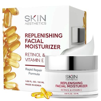 Skin Aesthetics Retinol &amp; Vitamin E Face Moisturizer - Repairs, Moisturizes, Fine Lines &amp; Wrinkles Treatment - Anti-Aging - Dermatologist Tested Korean Skincare - Clean Beauty, Cruelty-Free - 1.69 oz