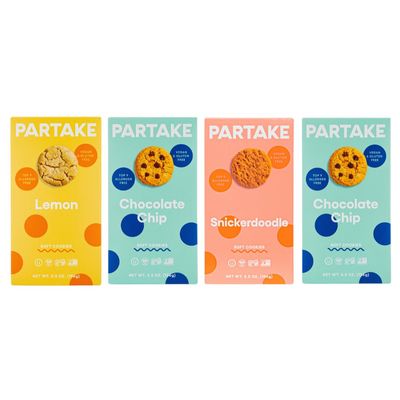 Gluten Free Partake Soft Vegan Cookies - 4 Box Variety Pack Vegan Dairy Free, Nut Free, Egg Free, Wheat Free, Soy Free, Safe School Snack