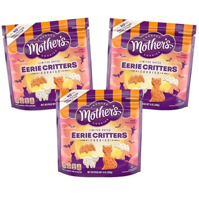 Halloween Circus Animal Frosted Limited Batch Eerie Critters Mother&#39;s Cookies, BUNDLE of 3, Spooky Bat and Cat Shapes, 9 oz, Great for Trick or Treaters, Birthdays Party bag, Sweet Snacks