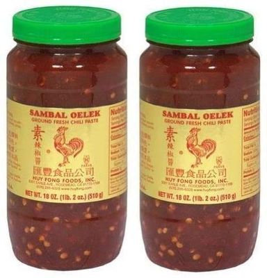 Huy Fong Sambal Oelek Ground Fresh Chili Paste Large 18 oz Jars 2 Pack by Huy Fong Foods