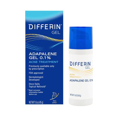 Differin Acne Treatment Gel, 90 Day Supply, Retinoid Treatment for Face with 0.1 Adapalene, Gentle Skin Care for Acne Prone Sensitive Skin, 45g Pump Packaging May Vary