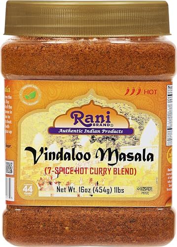 Rani Vindaloo Curry Masala Indian Spice Blend 16oz 1lb 454g PET Jar All Natural Salt Free Vegan Gluten Friendly NON-GMO Kosher No colors Indian Origin